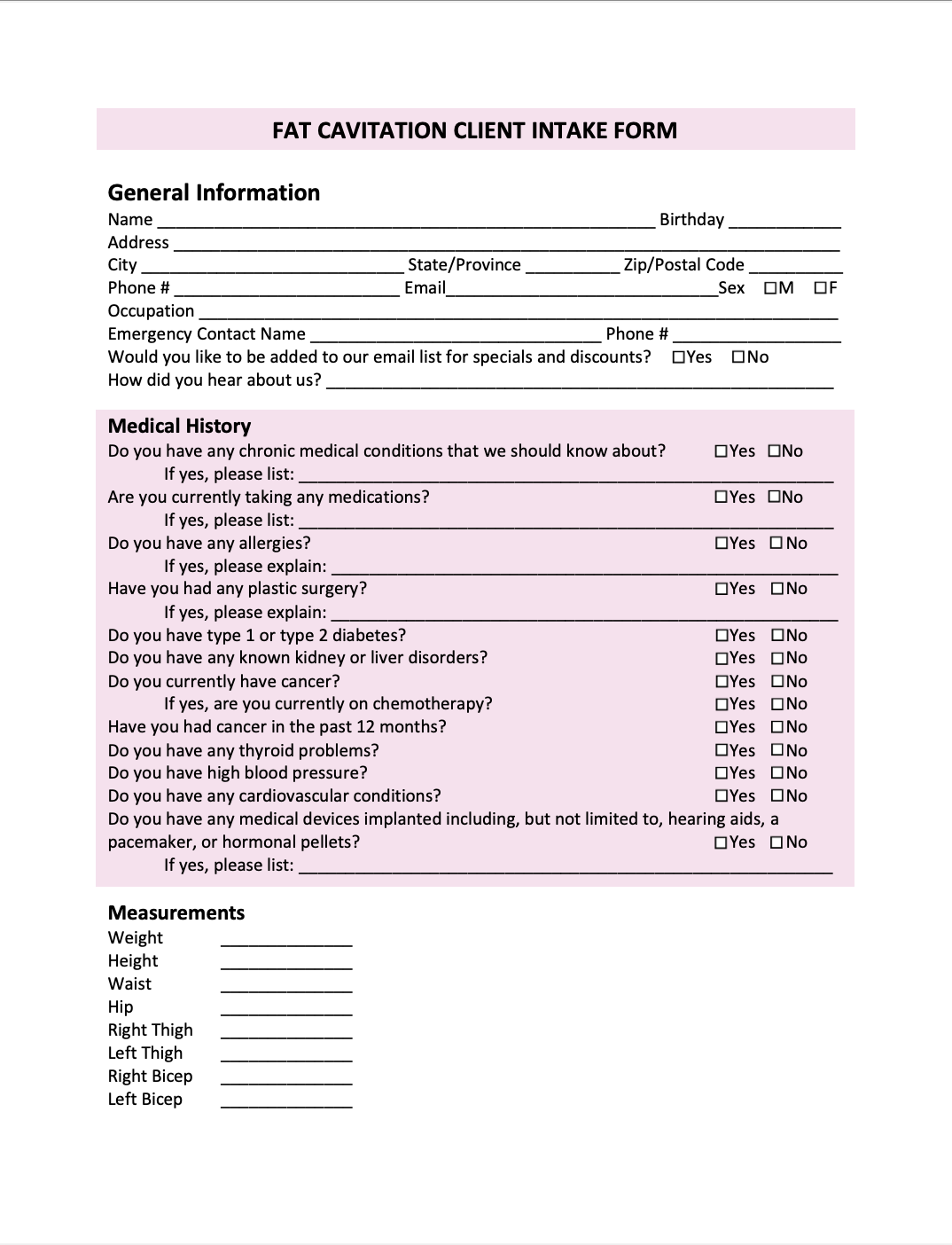 Fat Cavitation Forms